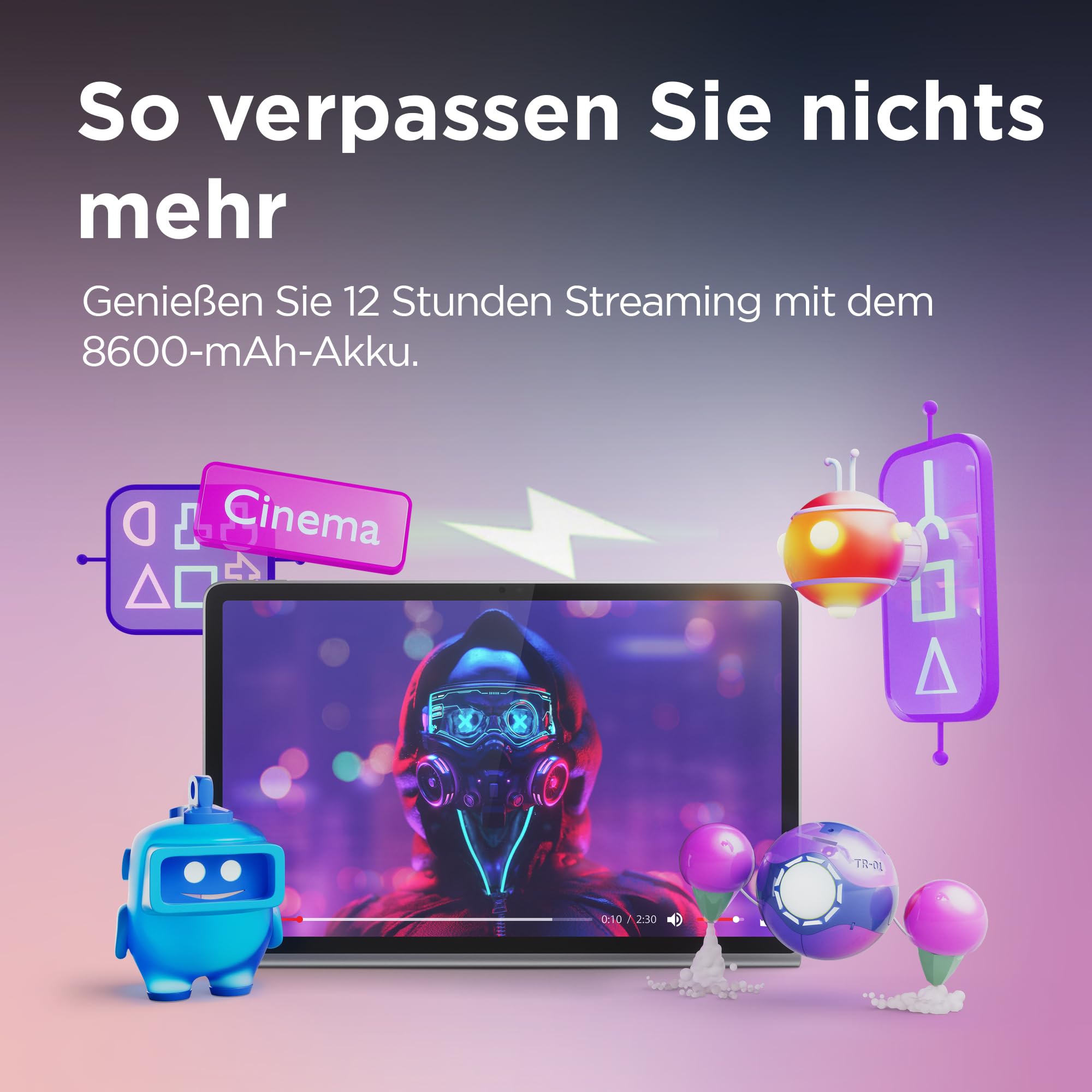 Lenovo Tab Plus Tablet | 11,5" 2K Touch Display | Mediatek Helio G99 | JBL Soundsystem mit 8 Lautsprechern | 8GB RAM | 256GB UFS 2.2 | Android | grau