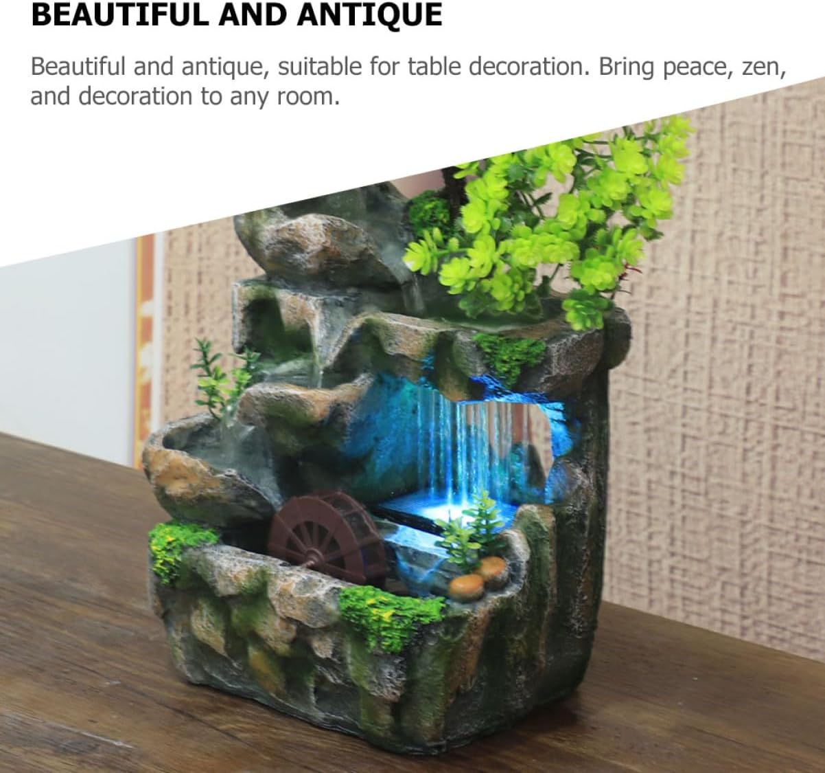 Decorative Tabletop Fountain Waterfall Small Indoor Water Feature Zen Decor for Home and Office