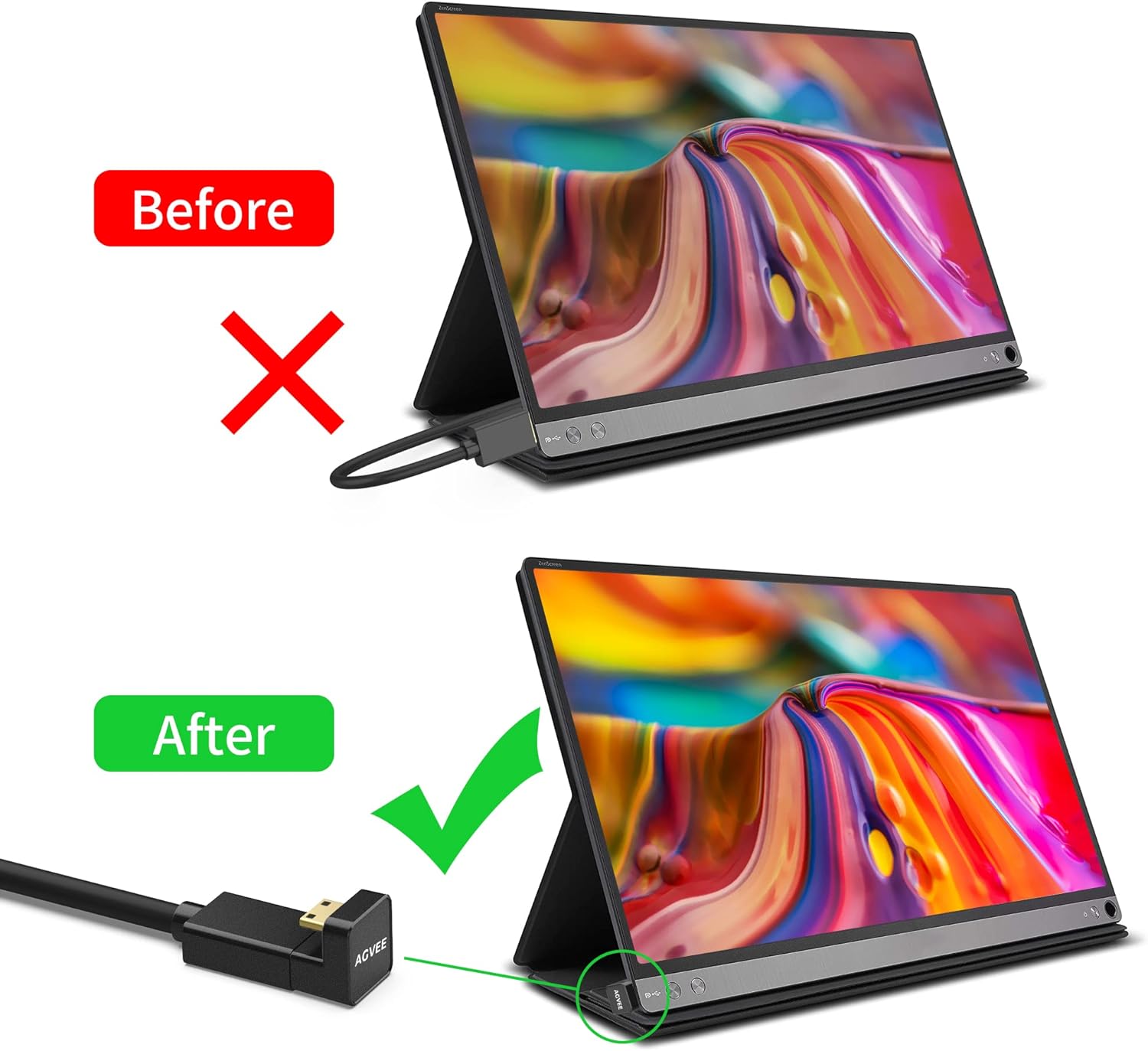 AGVEE 2 Pack (Short Side Inward) 180 Degree Angled Mini HDMI Male to HDMI Female Adapter, U-Shaped 4K@60HZ Converter Coupler Connector Extender for Portable Display Monitor Accessories, Black 2 Pack Mini HDMI to HDMI (Short Side Inward)