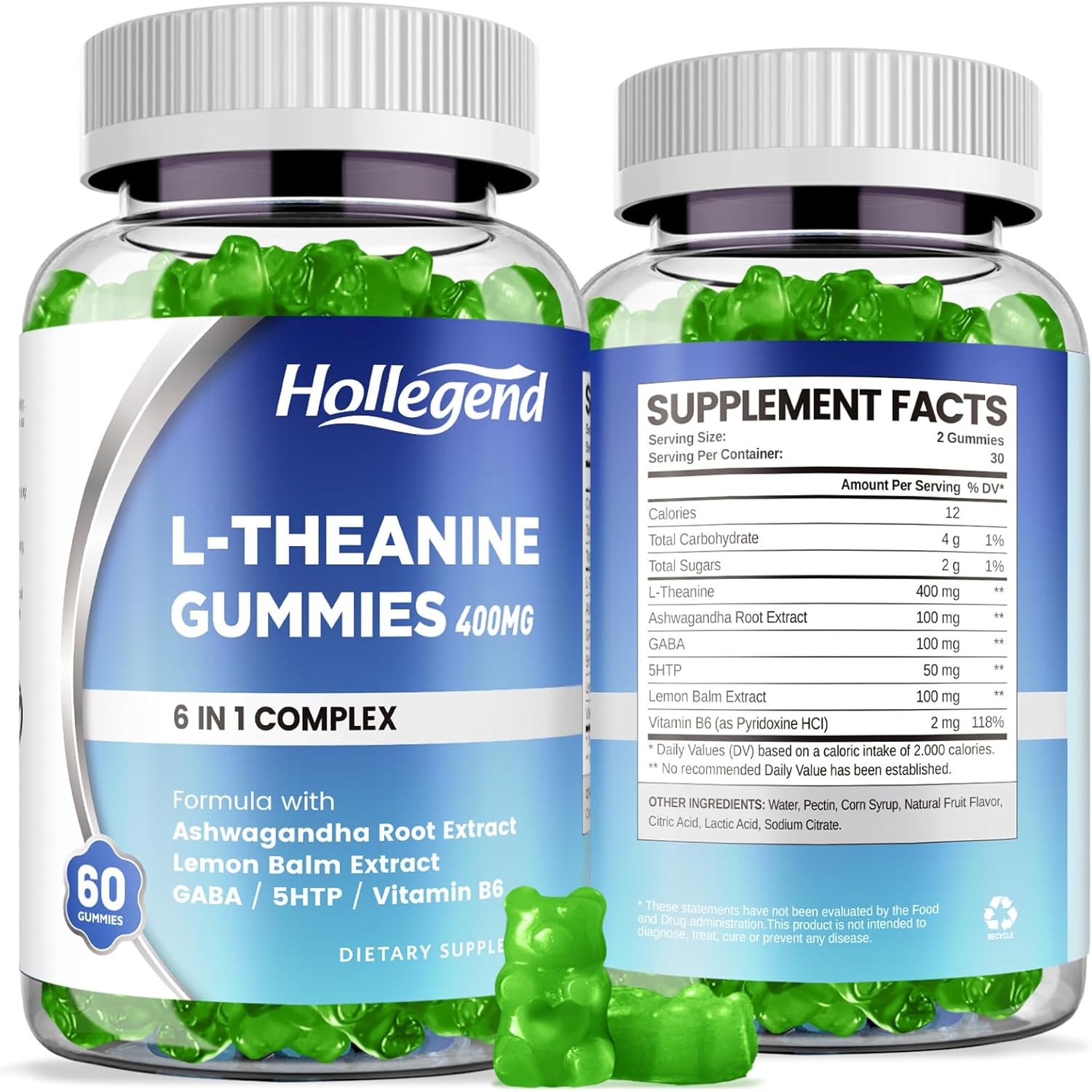 Amazon.com: L-Theanine Gummies, l'theanine 400mg with Ashwagandha, GABA ...