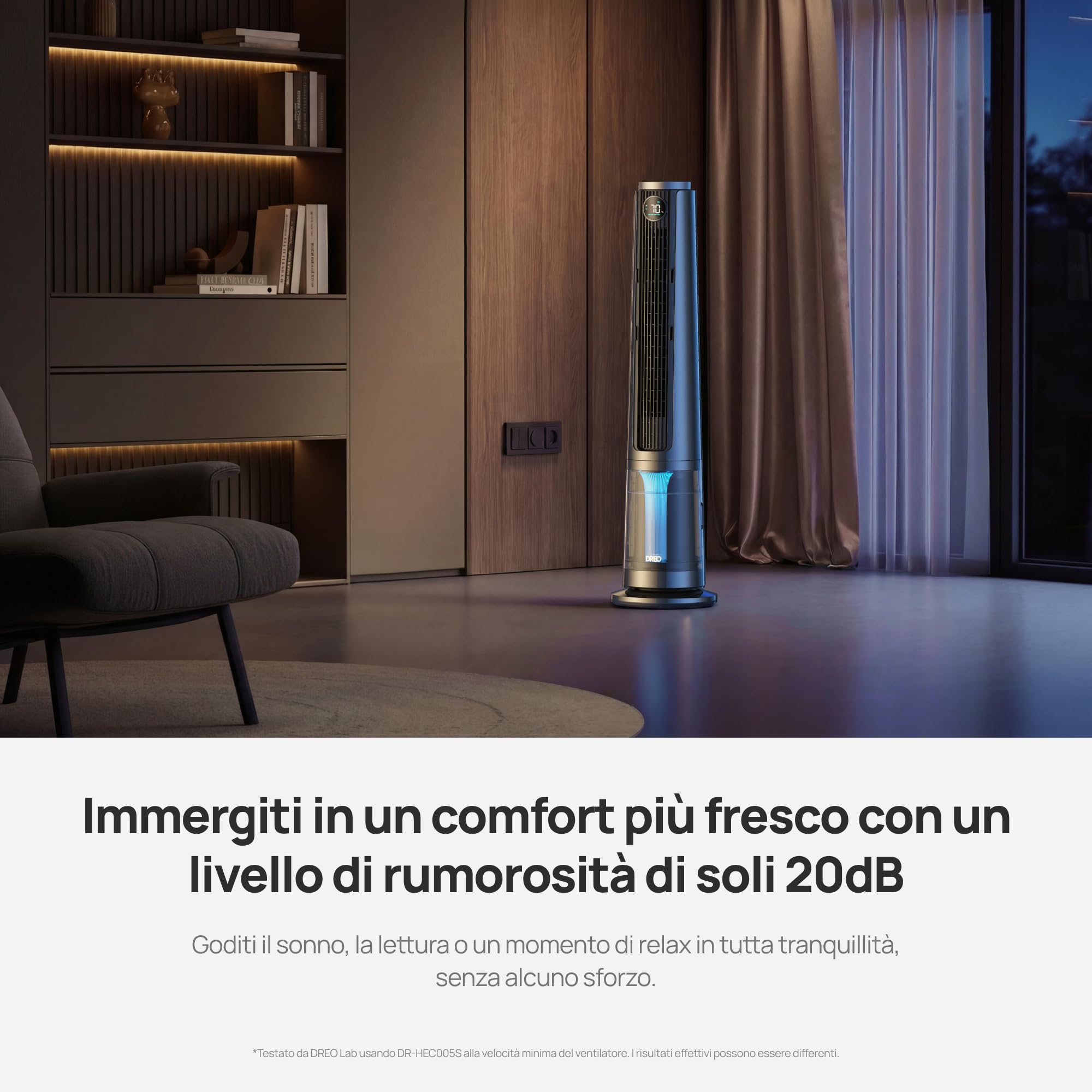 DREO TurboCool 765S - Ventilatore a Nebulizzazione 3 in1, Serbatoio 6L, 10.4m/s, Motore DC 20dB, 90° Oscillante, 12 Velocità, 4 Modalità, Raffreddamento Rapido per Camera da Letto