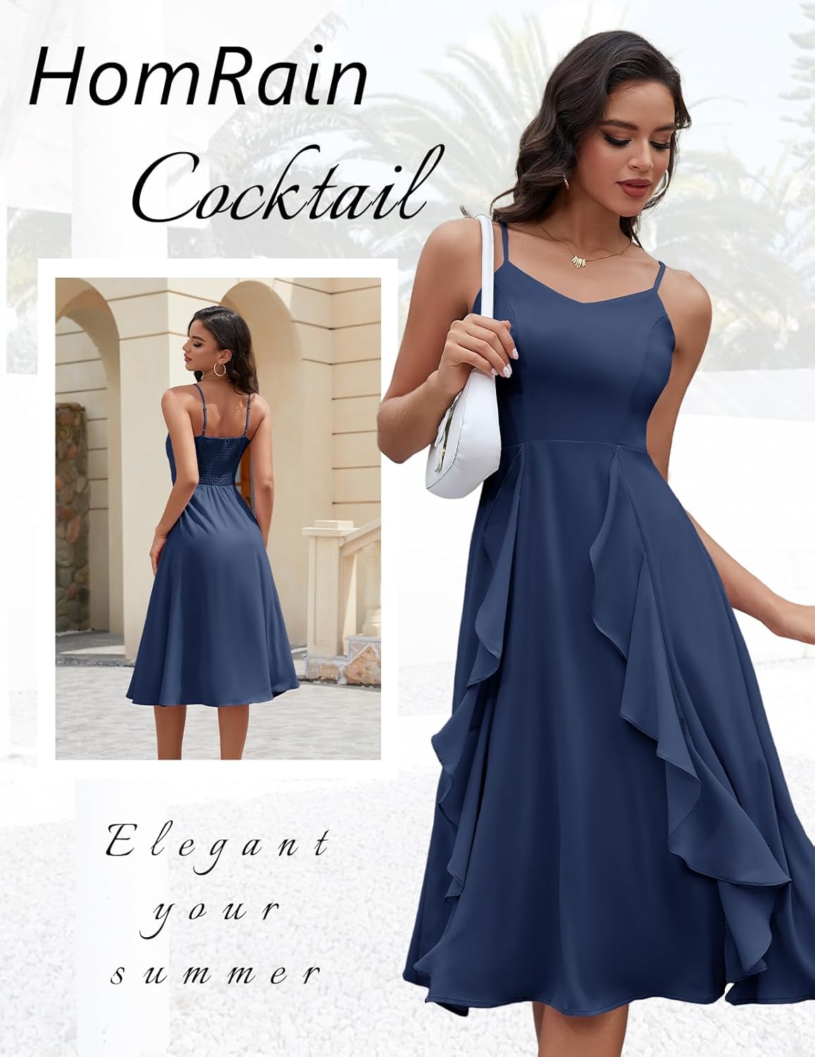 HomRain Women's Cocktail Tea Party Beach Dresses Formal Graduation Wedding Guest Chiffon Summer Evening Elegant Dress 2025 - Image 3