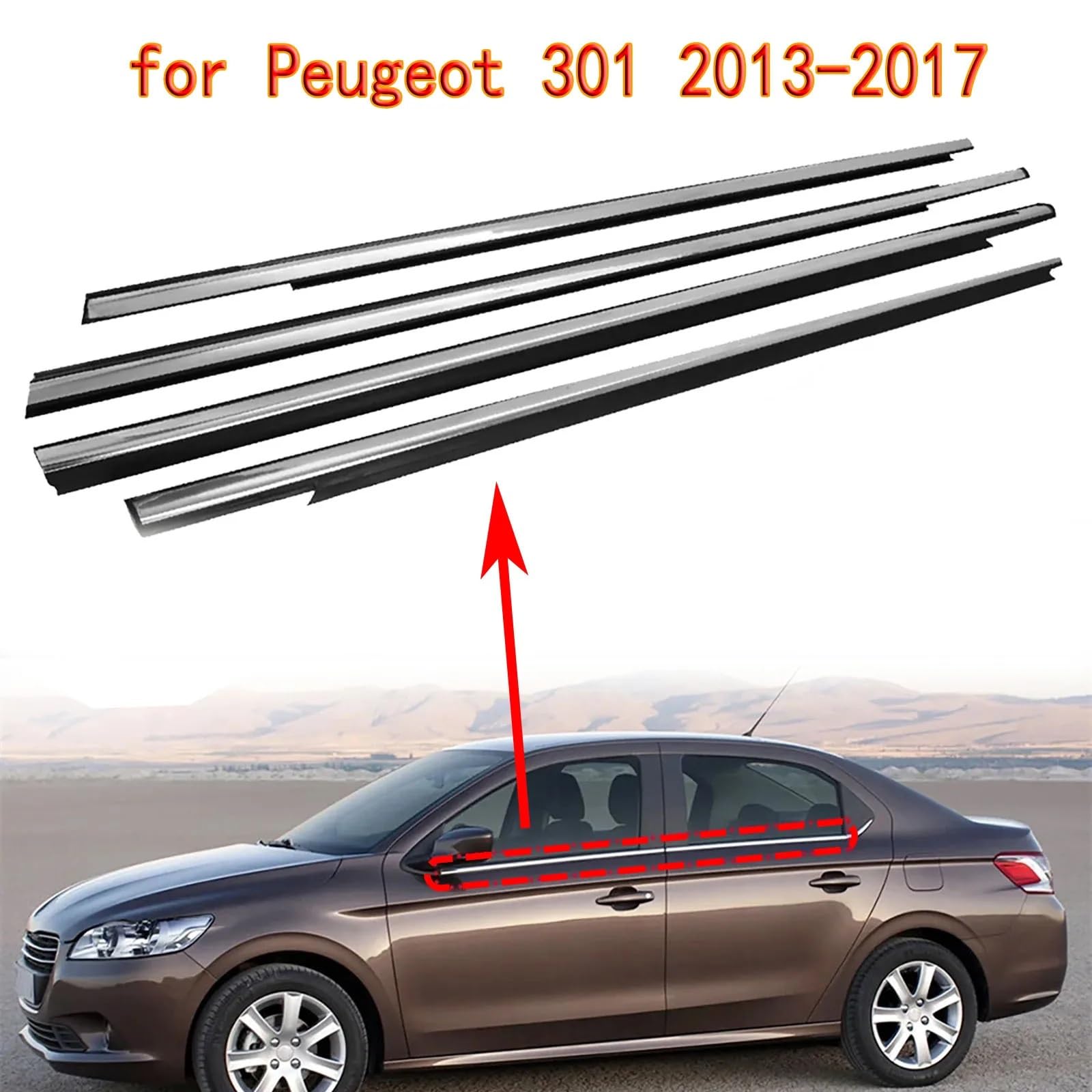 Trim Stripes Bandes Adhésives Bande météo pour fenêtre 301 2013 – 2017, bande de pression étanche, bandes d'étanchéité, 4 pièces