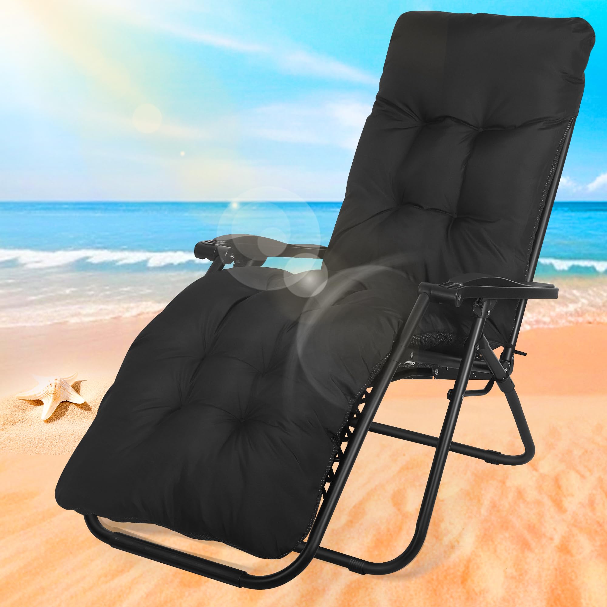 Thick Sun Lounger Cushions Only, 170*53*10cm Waterproof& UV Protection Garden Rocking Chair Sunlounger Replacement Cushion for Outdoor Furniture,Sunbed Recliner Chair Cushion for Beach Porch Patio