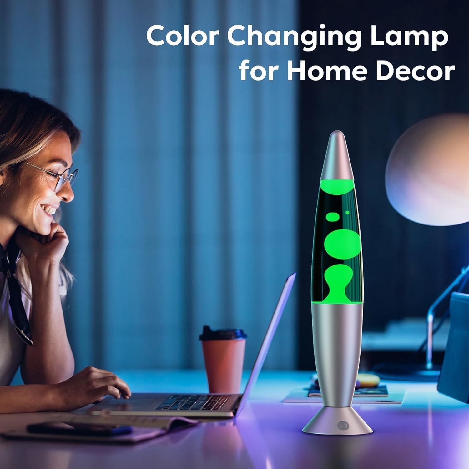 CELLUSTOP Lampa lawowa z ruchem płynnym z woskiem – lampka nocna lawa – lampa magma z ruchem płynu – żarówka w zestawie – przełącznik – 20 W – 34 cm – szkło i aluminium – wielokolorowa LED