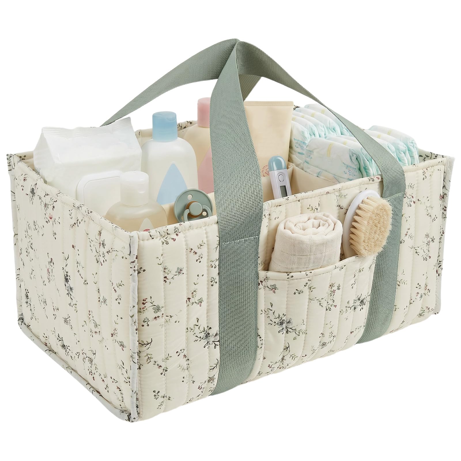 Gatphy Baby Diaper Caddy Organizer Portable Nursery Storage Basket with Handle & Removable Dividers Diaper Storage Bag Baby Essentials Organizer for Nappy Wipes Diapers Toys Car Travel Home (Style1) — image 1