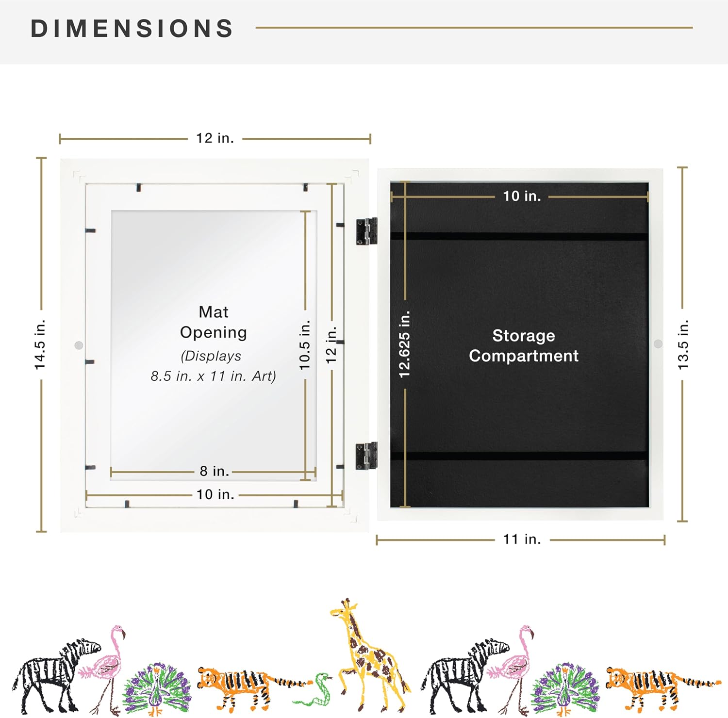MCS Kids' Artwork Frame, 10x12.5 Inch with 8.5x11 Inch Mat, White, 2 Pack