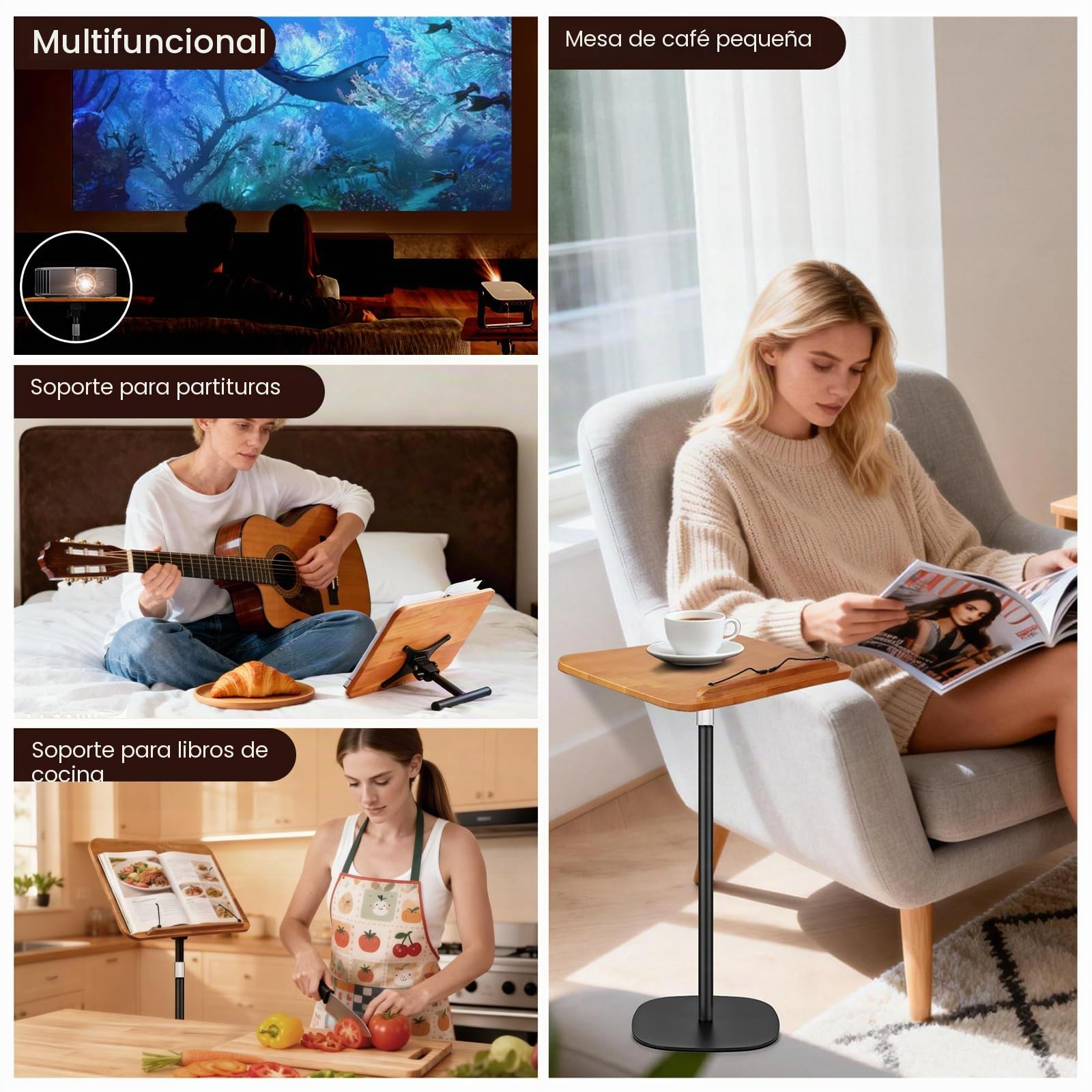 Soporte Ajustable 2 en 1 para Libros y Portátiles, 50-130 cm altura ajustable, Uso Dual en Suelo y Mesa, Atril 2 en 1 para libros con placa XXL, inclinación de 180° para niños y adultos (Negro)