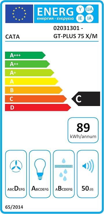 CATA Integrated Filter Group 80 cm, 645 m³/h, 3 Speeds, Mechanical Control, 200 W BT2 Motor, LED Strip, Washable Filters, Class C, Stainless Steel [Energy Class C]