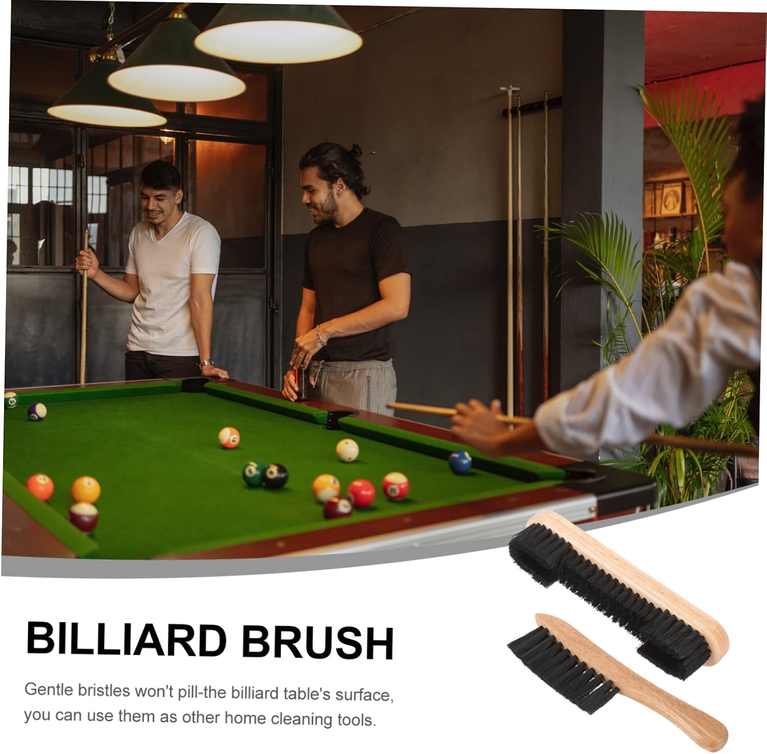 Kisangel 2pcs Pool Table Brush for Felt Billiards Chalk Snooker Cleaner Rail Brush Set Pool Table Cleaning