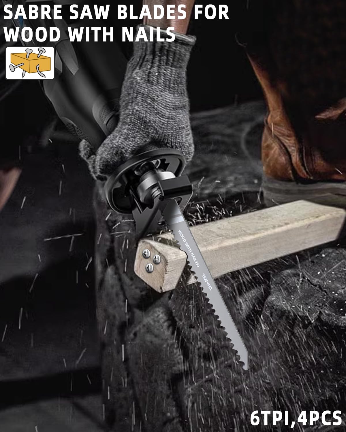 Accesorios de Sierra de Sable,Juego de 14 Hojas de Sierra de Sable 150mm Juego de Hojas de Sierra con Caja de Almacenamiento para Corte Metal Metal Delgado Plástico Madera y Madera con Clavos