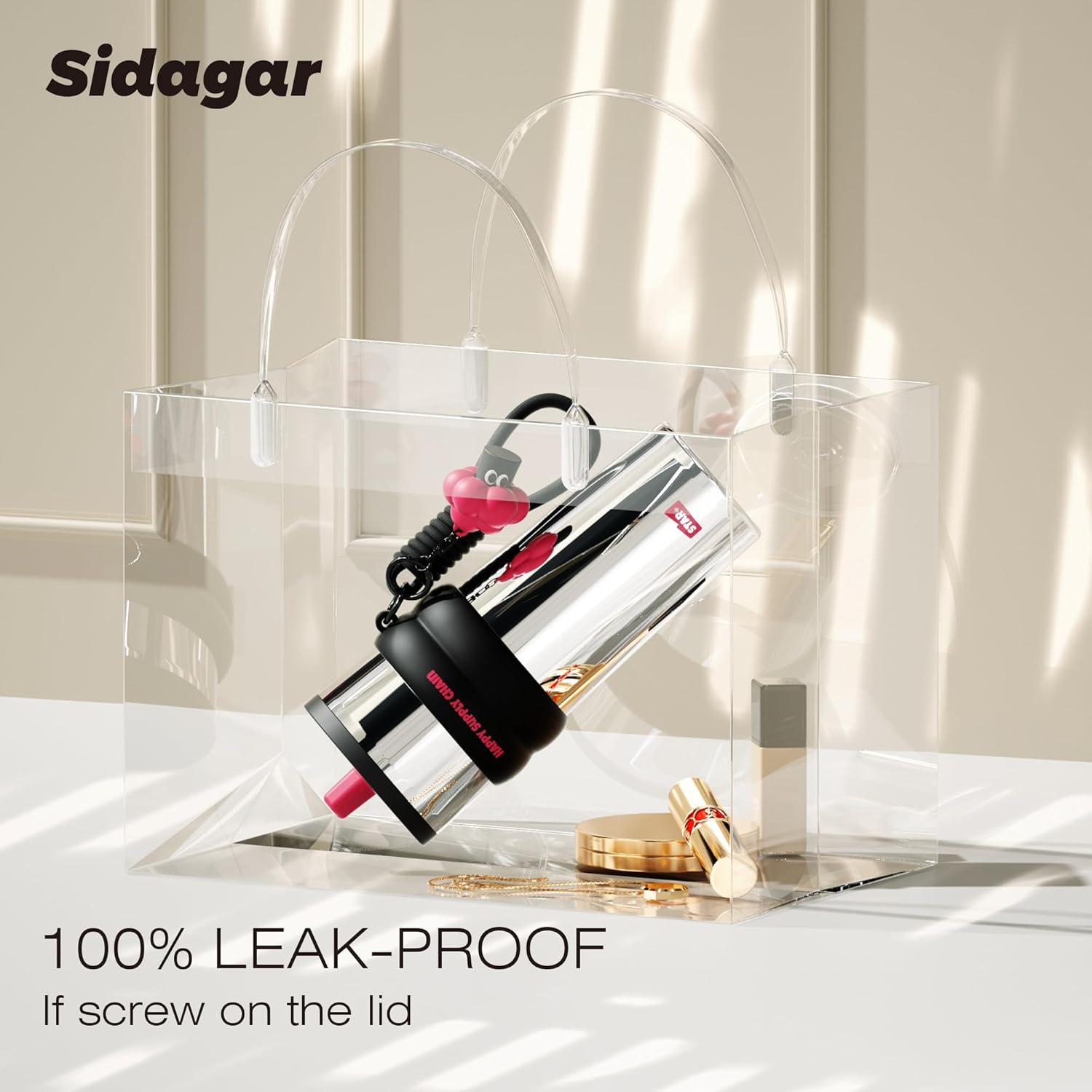 24 oz Stainless Steel Tumbler with Lid and Straw, Insulated Water Bottle Leak Proof for Hot and Cold, Portable Travel Coffee Mug, Reusable Coffee Cup for Women, Sliver - Image 3