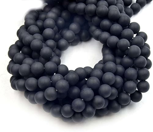 Cuentas de ónix | Cuentas redondas de ónix negro mate | 0.236 in 0.315 in 0.394 in | Cuentas sueltas de piedras preciosas - 0.394 in - 1 hebra