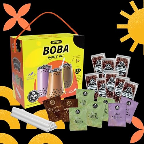 Miniatura 27 de Flavfar Kit de té con leche tailandesa, ahora sin leche condensada añadida Boba instantánea de azúcar morena, bajo en calorías, auténtico té