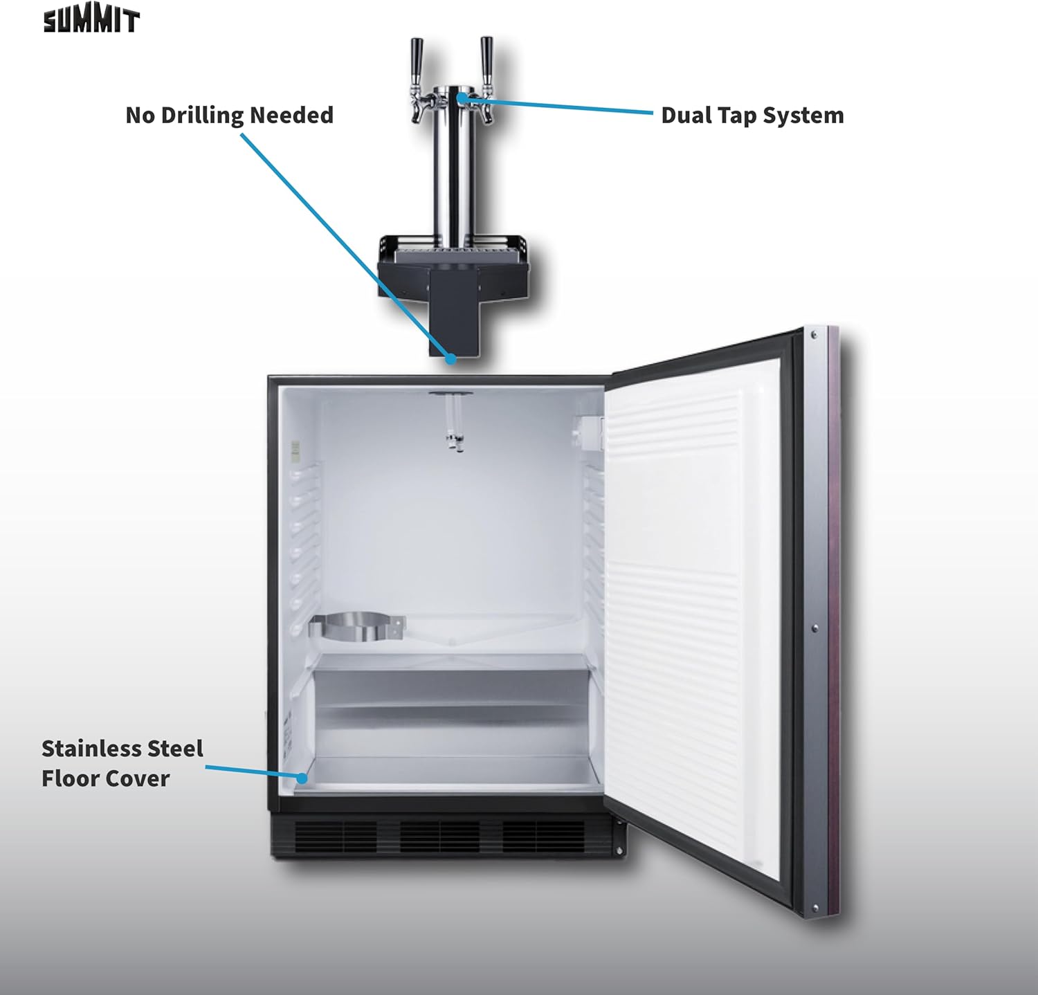 Summit 24" Built In Kegerator, Floating Tap, Dual Tap Kit, No Drill Beer Dispenser, Panel Ready*- SBC58BLIFFLTWADA *Panel Is Not Included