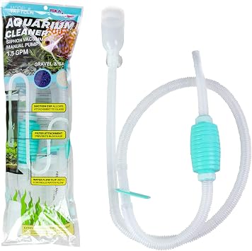 TERA PUMP TRFTCLN Aquarium Gravel Cleaner BPA Free Aquarium Sand Cleaner/Water Siphon with Long Nozzle & Water Flow Controller 10-20 Gallon Tank