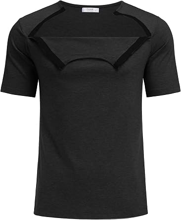 Deyeek Men's Port Shirt for Chemo Access, Dialysis Cancer Post Surgery Top