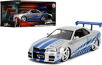 SKYLINE R34 GT-R 1/24 モデルカー Amazon | Jada toys 1:24 F&F Brian's Nissan Skyline G-TR R34 C.SV