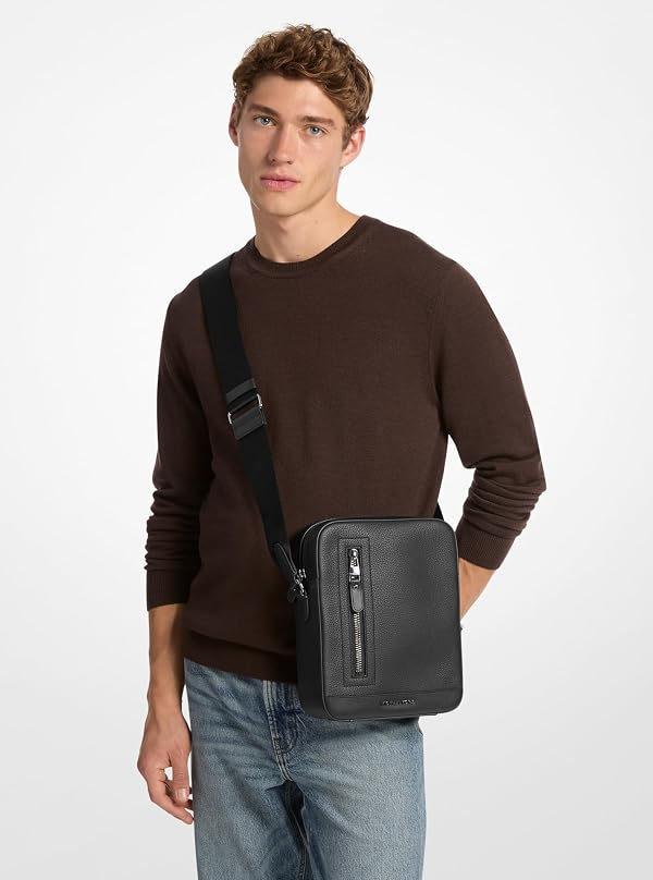 Michael Kors Hudson Vertical Zip Flight Bag, Light Gunmetal Hardware/Black by Michael Kors - Image 2
