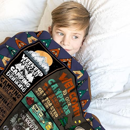 Miniatura 4 de Manta de camping para amantes del campamento, ideas de regalo para hombres o mujeres, mantas de franela de forro polar súper suaves, regalos para