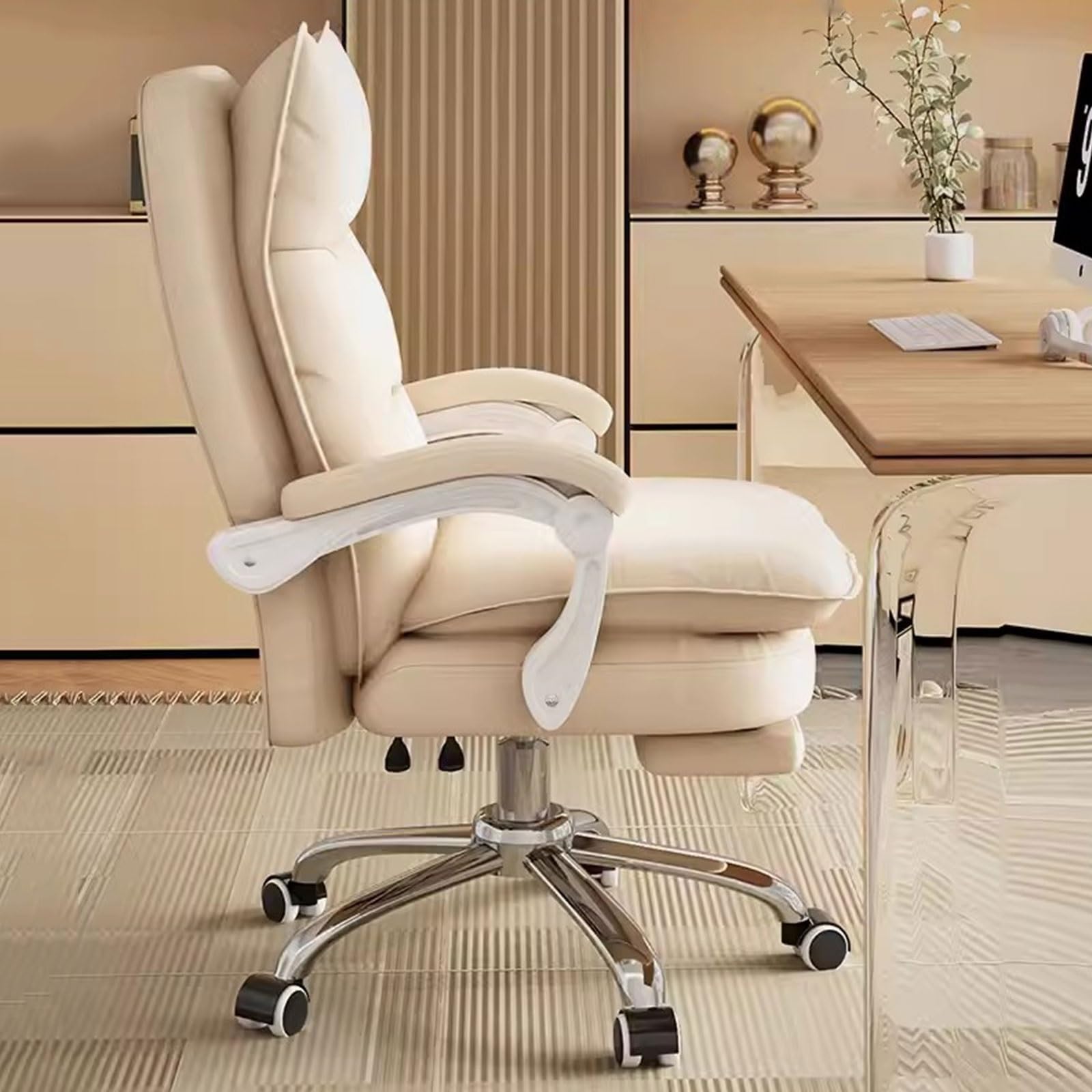 Ergonomiczne duże i wysokie krzesło do biura domowego z kółkami Grube oparcie i podłokietnik z regulacją wysokości krzesło komputerowe/gamingowe dla dorosłych (Rozmiar Nero: Bez)