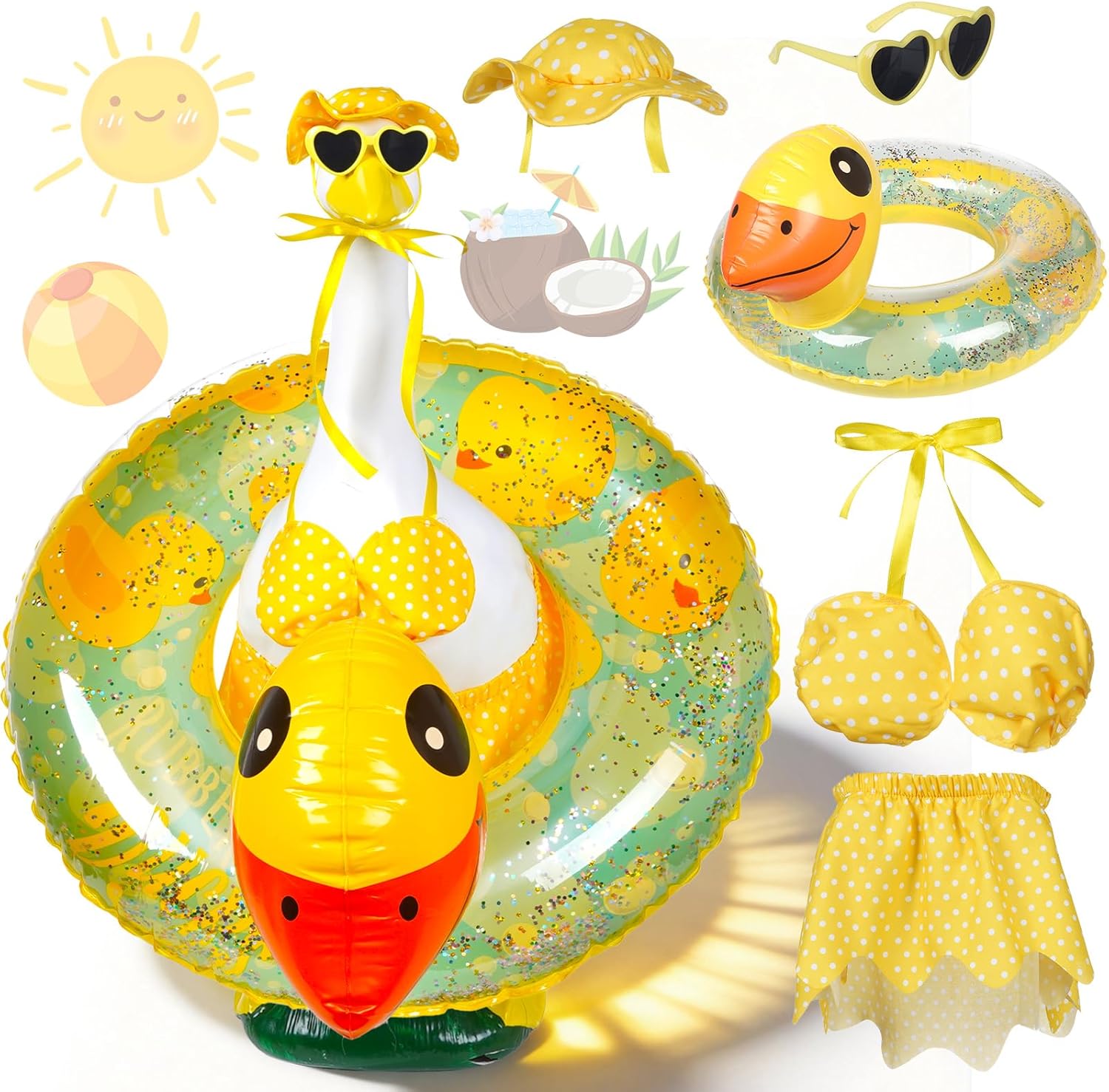 OBUSATT Yellow Raincoat Porch Goose Outfits Summer Geese Costume Set Spring Cute Goose Yellow Raincoats Umbrella and Hat Fit for 23" Lawn Decor Outdoor Garden Yard Patio Statue Summer Decoration