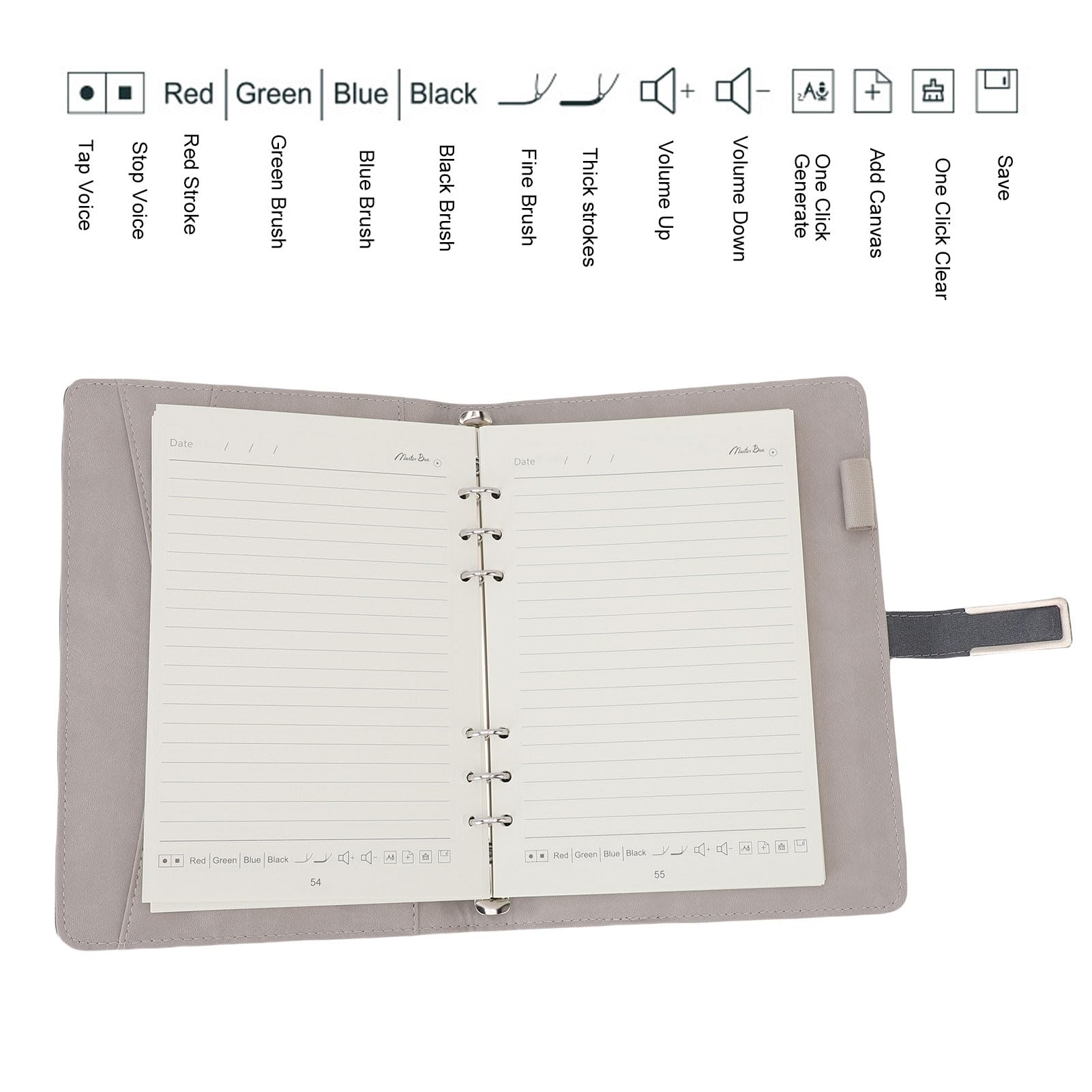 Notebook Digitale Intelligente con Versatile Penna Intelligente Sincronizzazione in Tempo Reale Bluetooth 5.0 Set Wireless per Prendere Appunti e Promemoria attività per Smartphone IOS