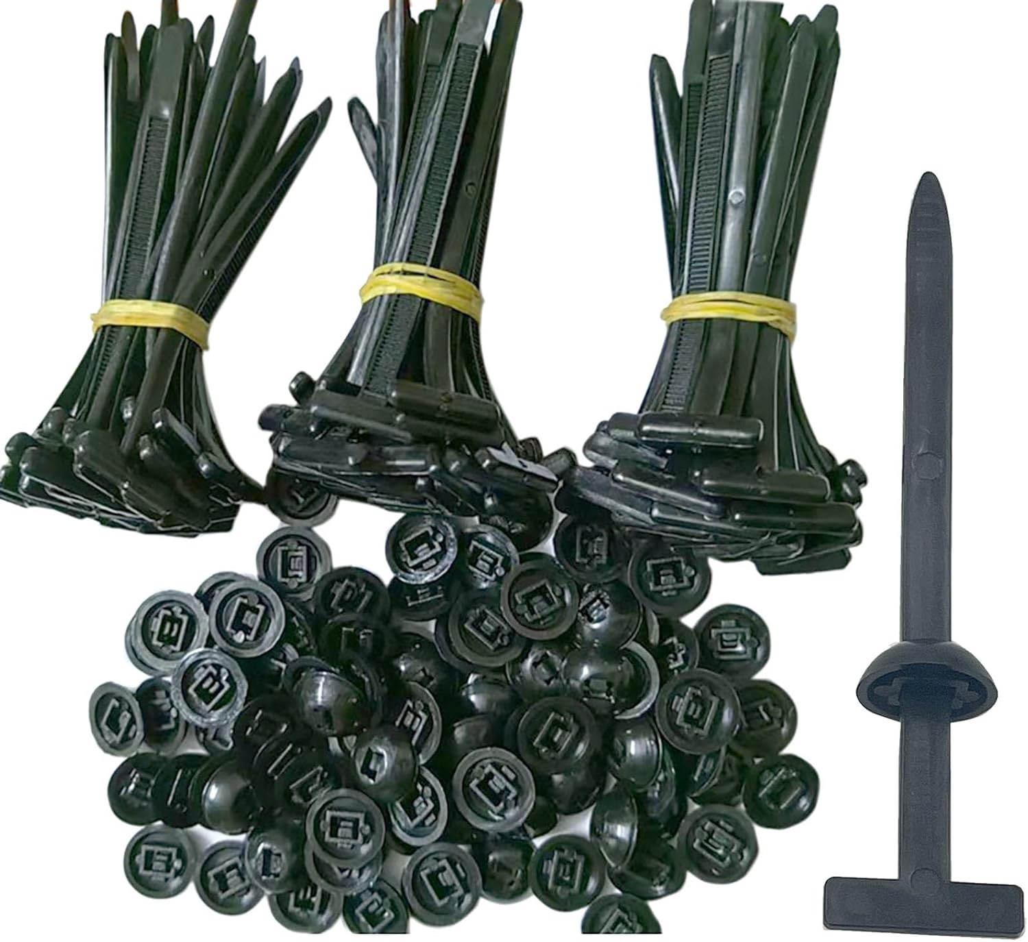 Nylon Cable Tie Buckle, 100 Pcs 3.5 Inch Black Through Core Needle Plastic Fasteners for Repairing and Car Clips (100)