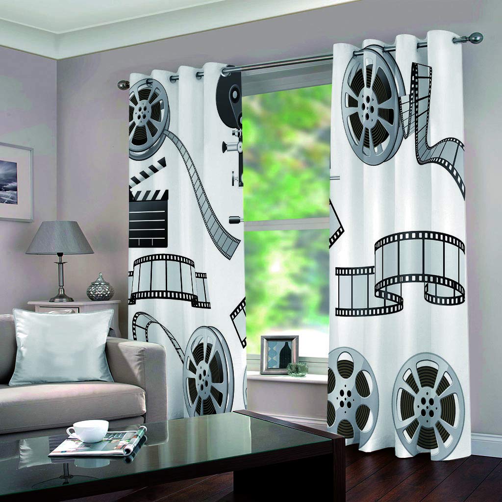 Nexan Tende Oscuranti Proiettore Retrò Tenda Oscurante Con Occhielli Per Interni Soggiorno Camera Da Letto Stanza Dei Bambini Poliestere Termica Isolante Stampa 3D 180x210cm