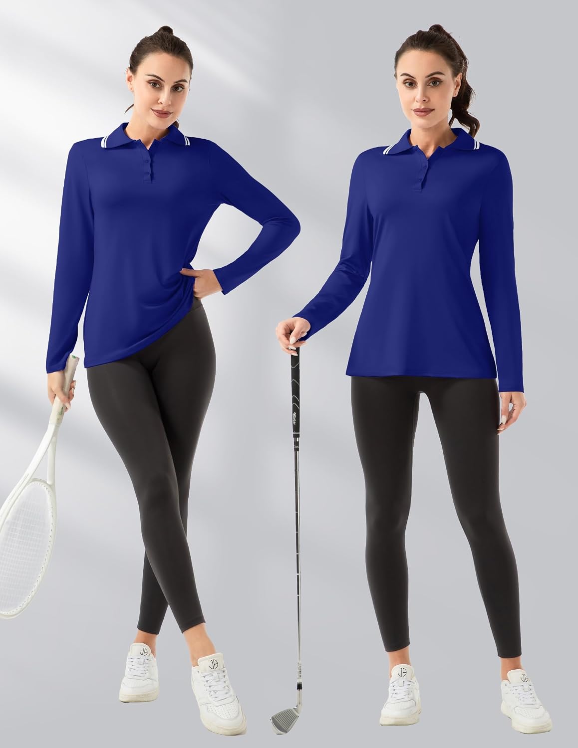GGOV Women's Golf Polo Shirts Long Sleeve Workout Tops UPF 50+ Sun Protection Quick Dry Lightweight Active Tennis Shirts