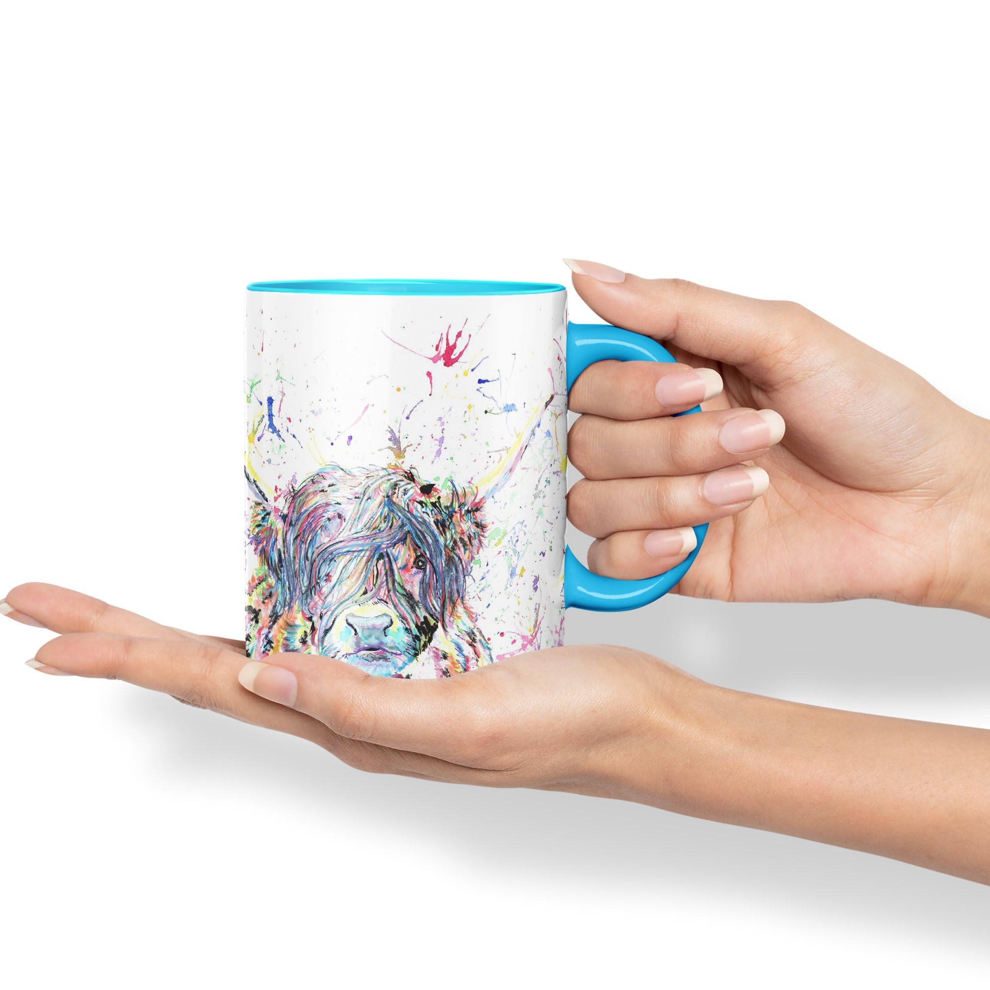 Vixar Taza De 330 Ml, Diseño De Vaca Escocesa, Animales De Granja Escoceses Acuarela Regalo De