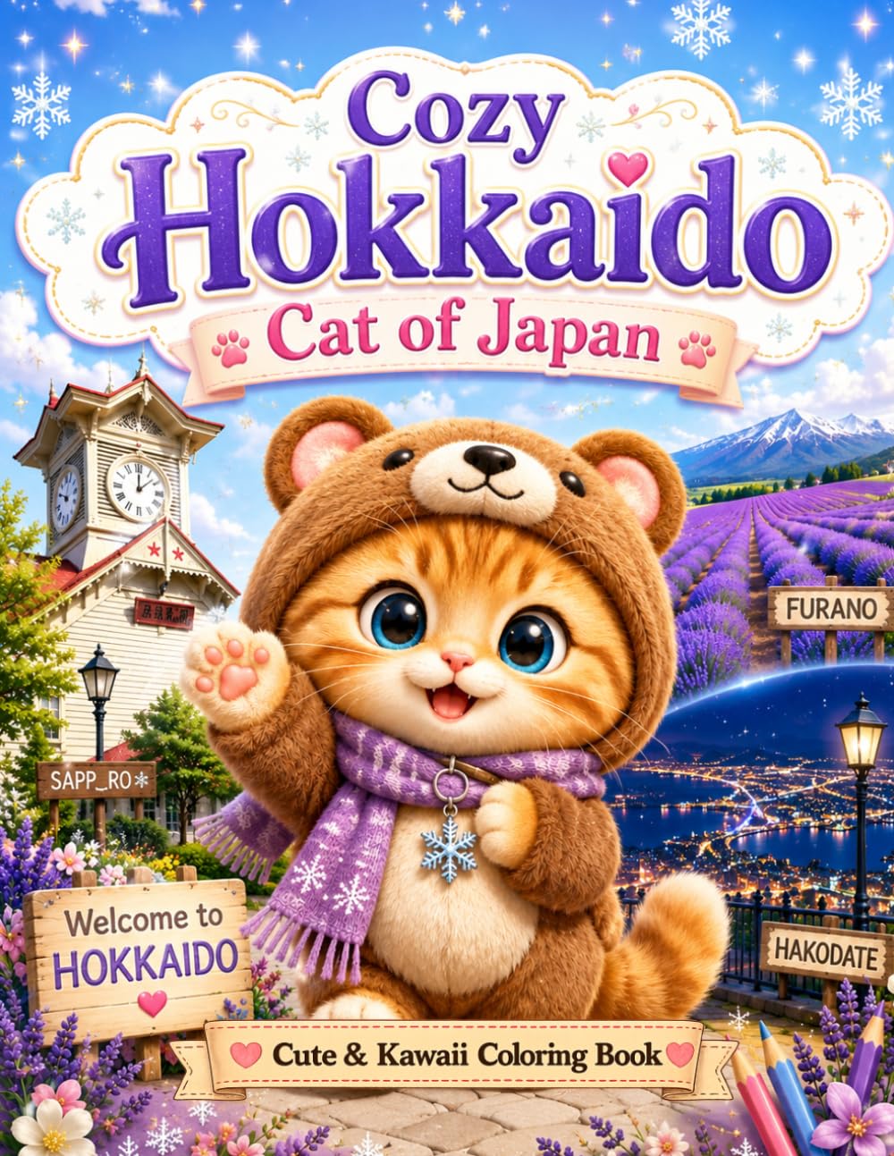 Cozy Hokkaido Cat of Japan: Cute & Kawaii Coloring Book for Adults and Teens (Cozy Cat of Japan)
