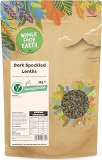 Wholefood Earth Dark Speckled Lentils 3kg | GMO Free | Vegan | High in Protein & High in Fibre | Perfect for Dal, Soups, S...