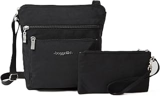 Baggallini Women's Pocket Crossbody Bag - Lightweight 8x8 Water-Resistant Travel Purse with RFID Protection