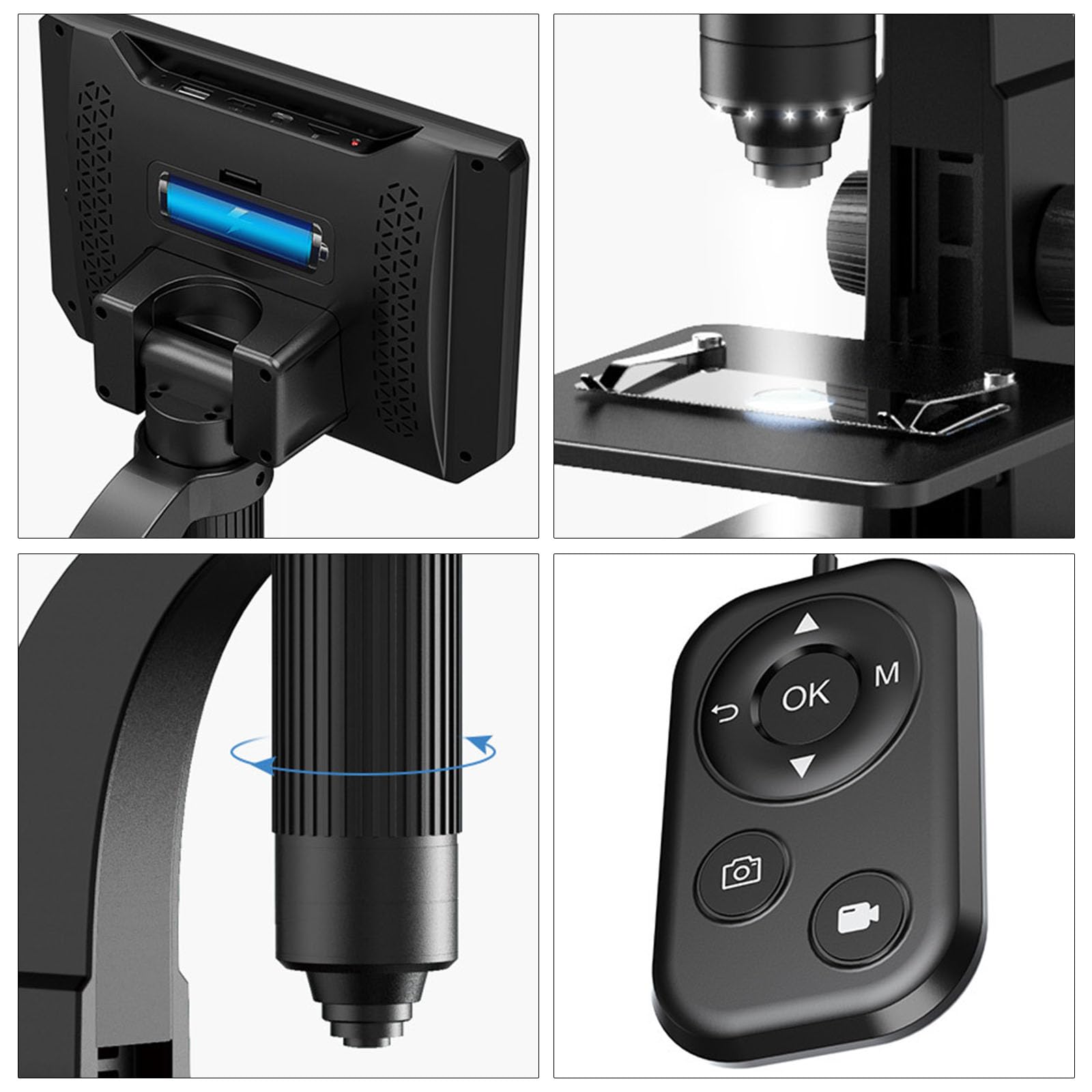 Ergonomisches 17,8 cm digitales Mikroskop, wiederaufladbares Design für Leiterplattenanalyse und Mikroorganismusforschungsanwendungen, digitales Mikroskop für PCB-Reparatur