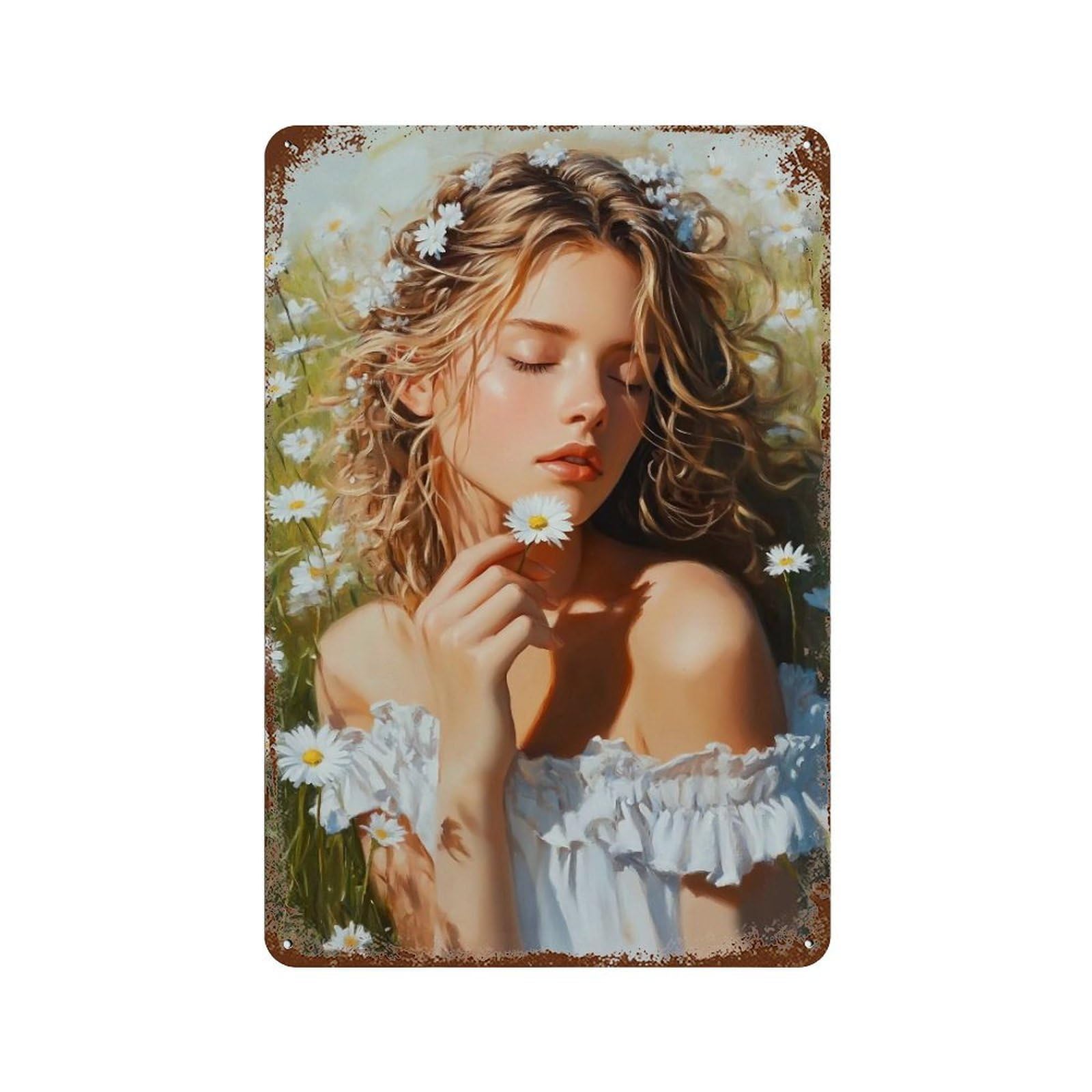 HDURYEYRYY Maiden Among Daisies 04 Wall Retro Iron Vintage Art Metal Tin Sign Poster Modern Home Cofffee Club Art Bar Shop Decor 30x20cm