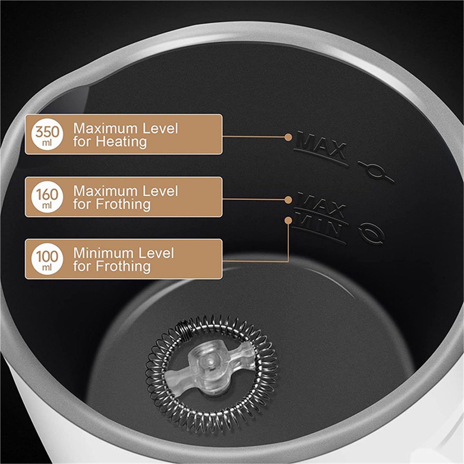 Automatyczne spieniacze do mleka, 150-360 ml spieniacz do mleka na gorąco i na zimno, parowiec do mleka, elektryczny podgrzewacz i podgrzewacz do mleka, łatwe do czyszczenia, urządzenie do wytwarzania