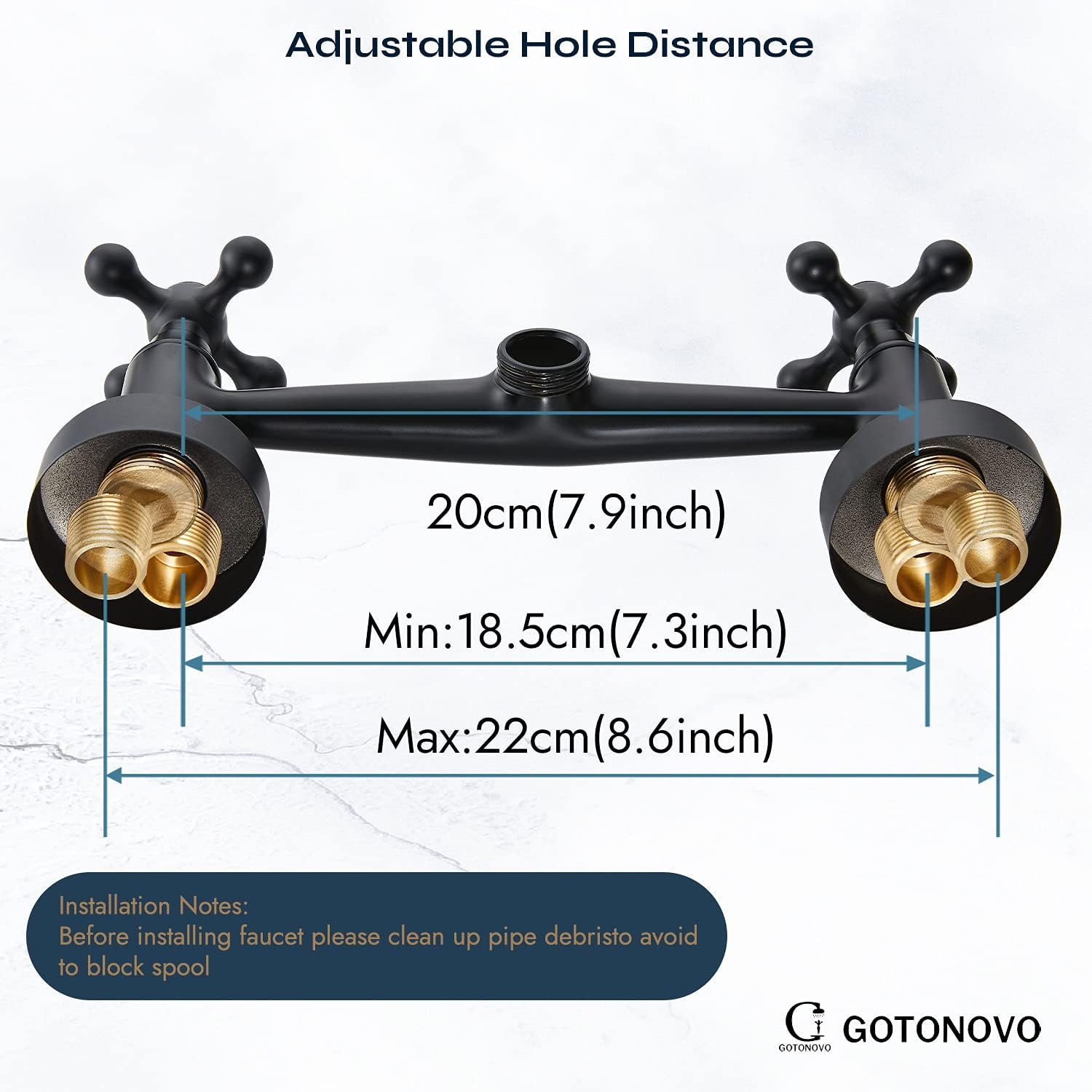 Buу 1 gеt 1 Wall Mount Kitchen Faucet 8 Inch Center 9 Inch Spout Reach 2 Cross Handle Matte Black Victorian Kitchen Sink Faucets