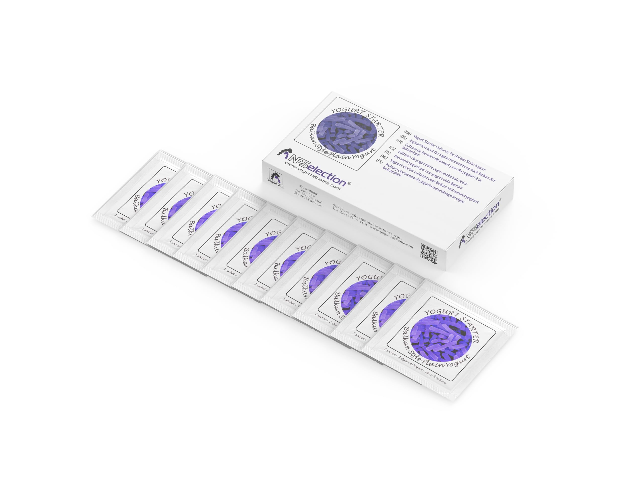 Yogurt Starter Cultures - Freeze-Dried Culture Sachets for Balkan Style Plain Yogurt (Pack of 10 sachets)