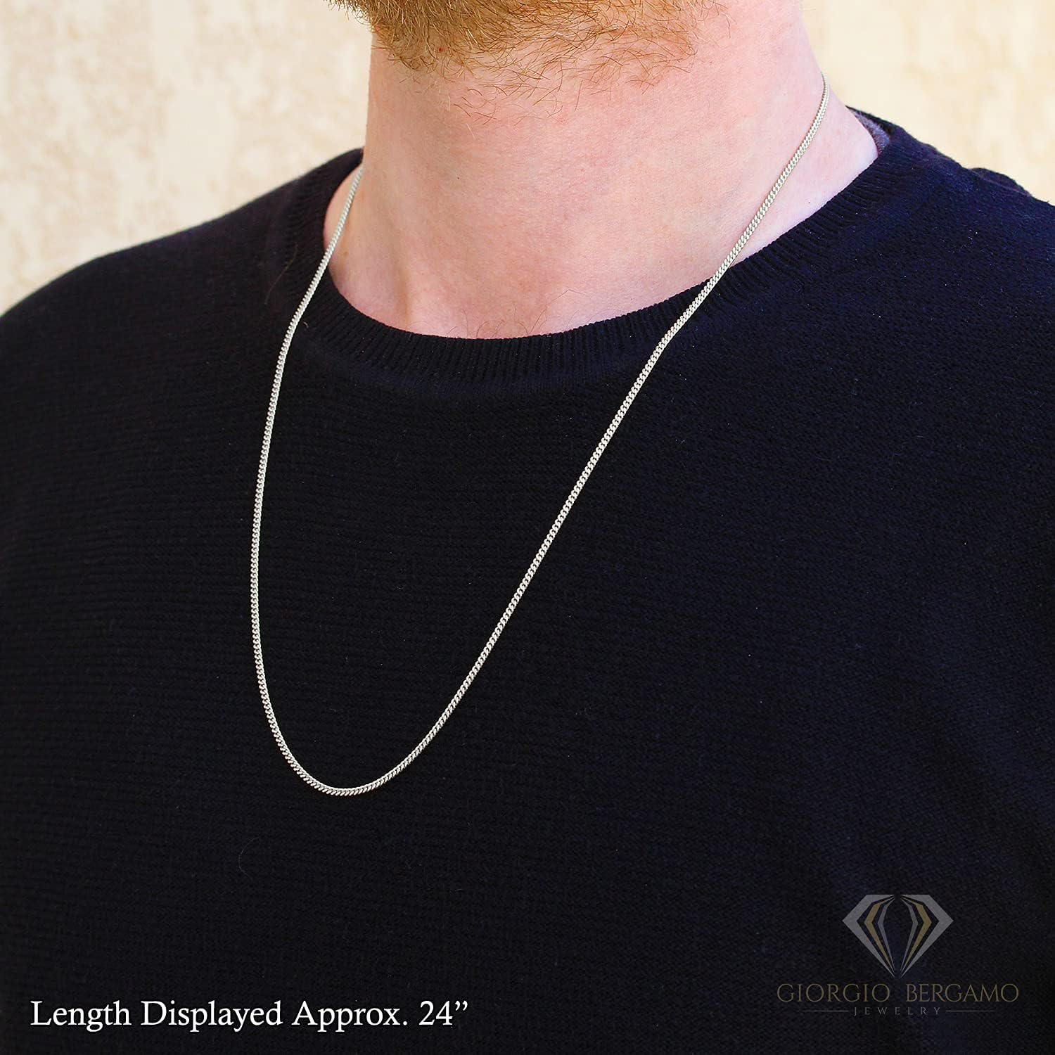 Giorgio Bergamo 925 Italian Sterling Silver 2mm - 4mm Miami Cuban, ITProLux Solid Bombe Curb Link Chain Necklace