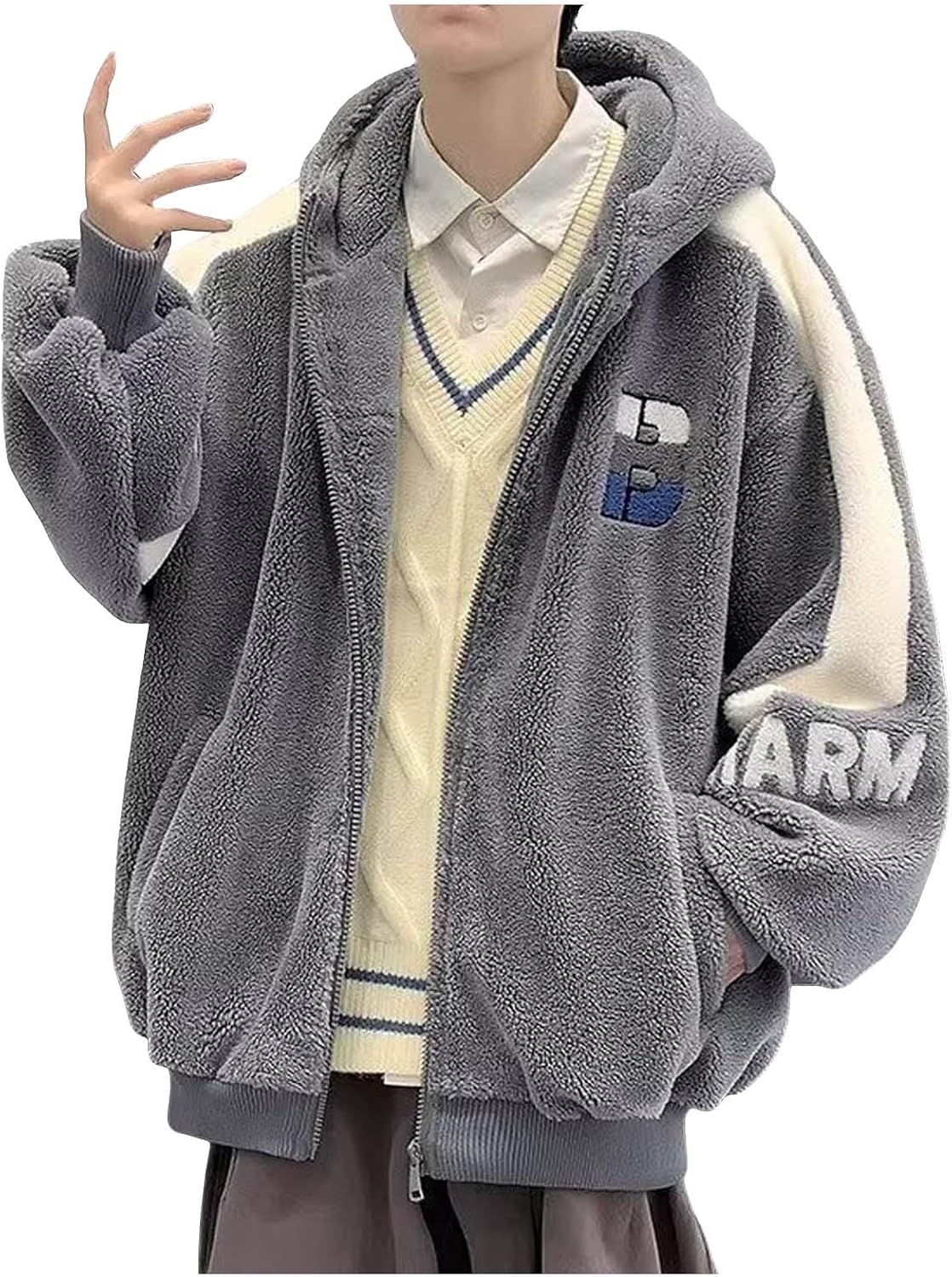 Amazon.co.jp: [veolaimy] ボアジャケット メンズ 冬 もこもこ