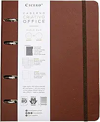 Cicero, 8835,Caderno Criativo Office Duo Argolado Clássica Pautado & Pontado A5, Marrom