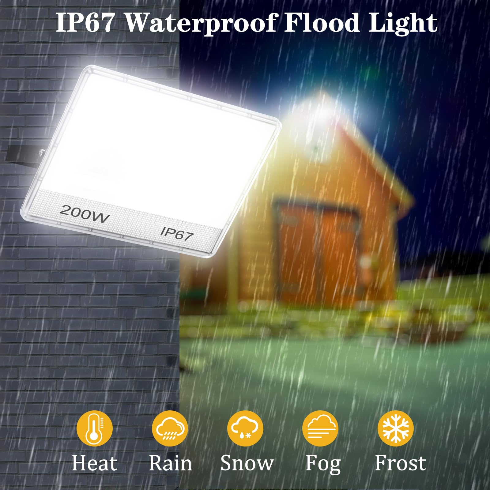Focos Led Exterior, 200W 20000LM Focos LED Floodlight 6500K Blanco Frío, IP67 Impermeable Proyector LED Exterior, Luces Led Exterior para Jardín, Garaje, Terraza, Patio,Trasero, 2PC