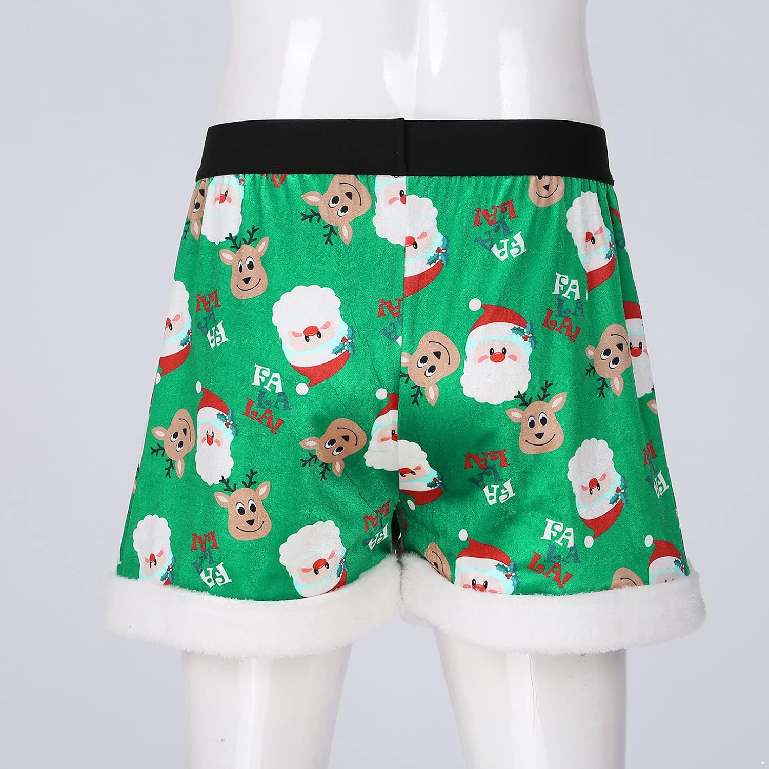 ranrann Mens Christmas Holiday Costume Santa Claus Deer Printed Velvet Boxer Shorts Funny Underwear
