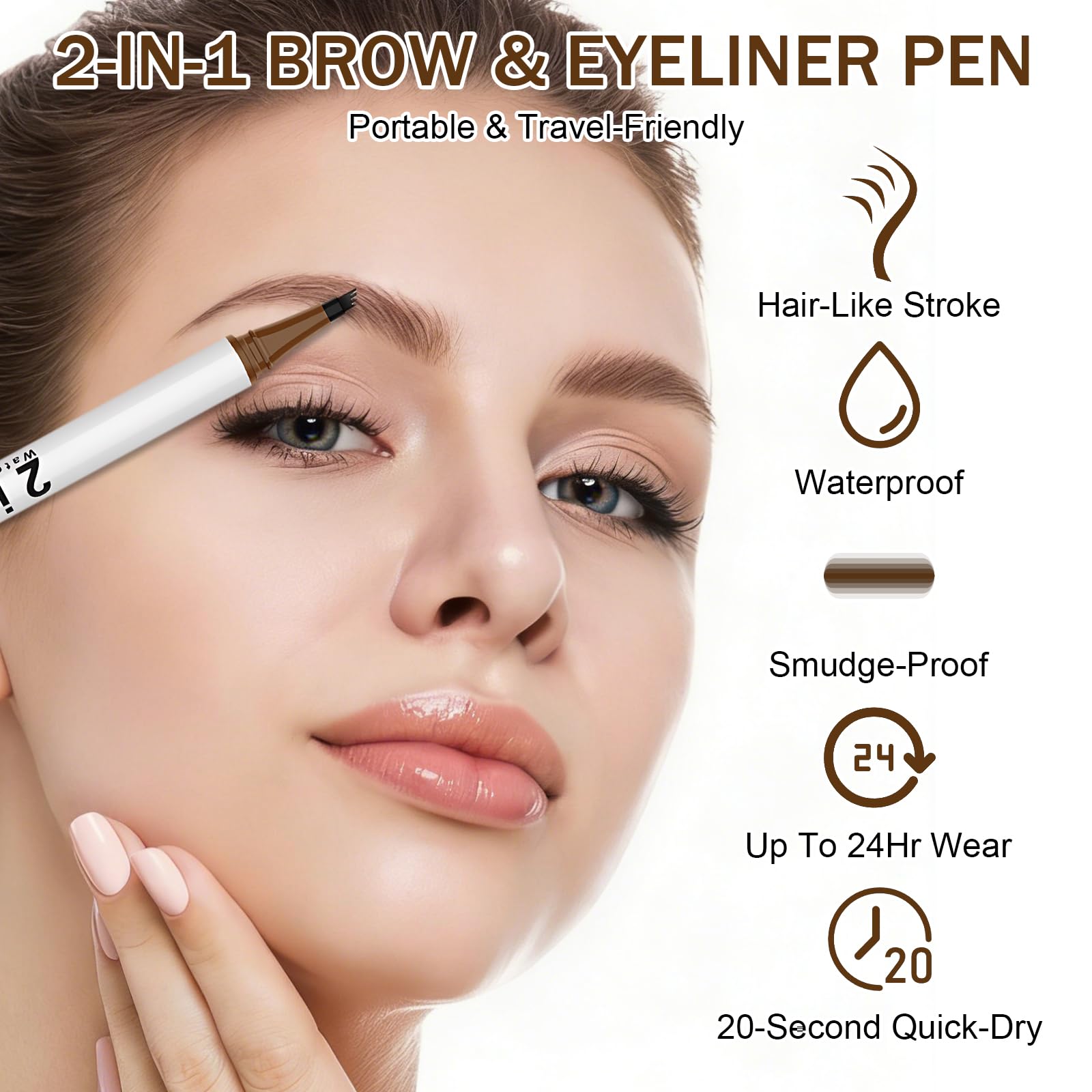 Set di 5 matite per sopracciglia impermeabili, resistenti alle sbavature, 2 in 1, design a doppia estremità, 4D, microblading, punta a 4 punte, eyeliner preciso, sopracciglia definite, 5 colori