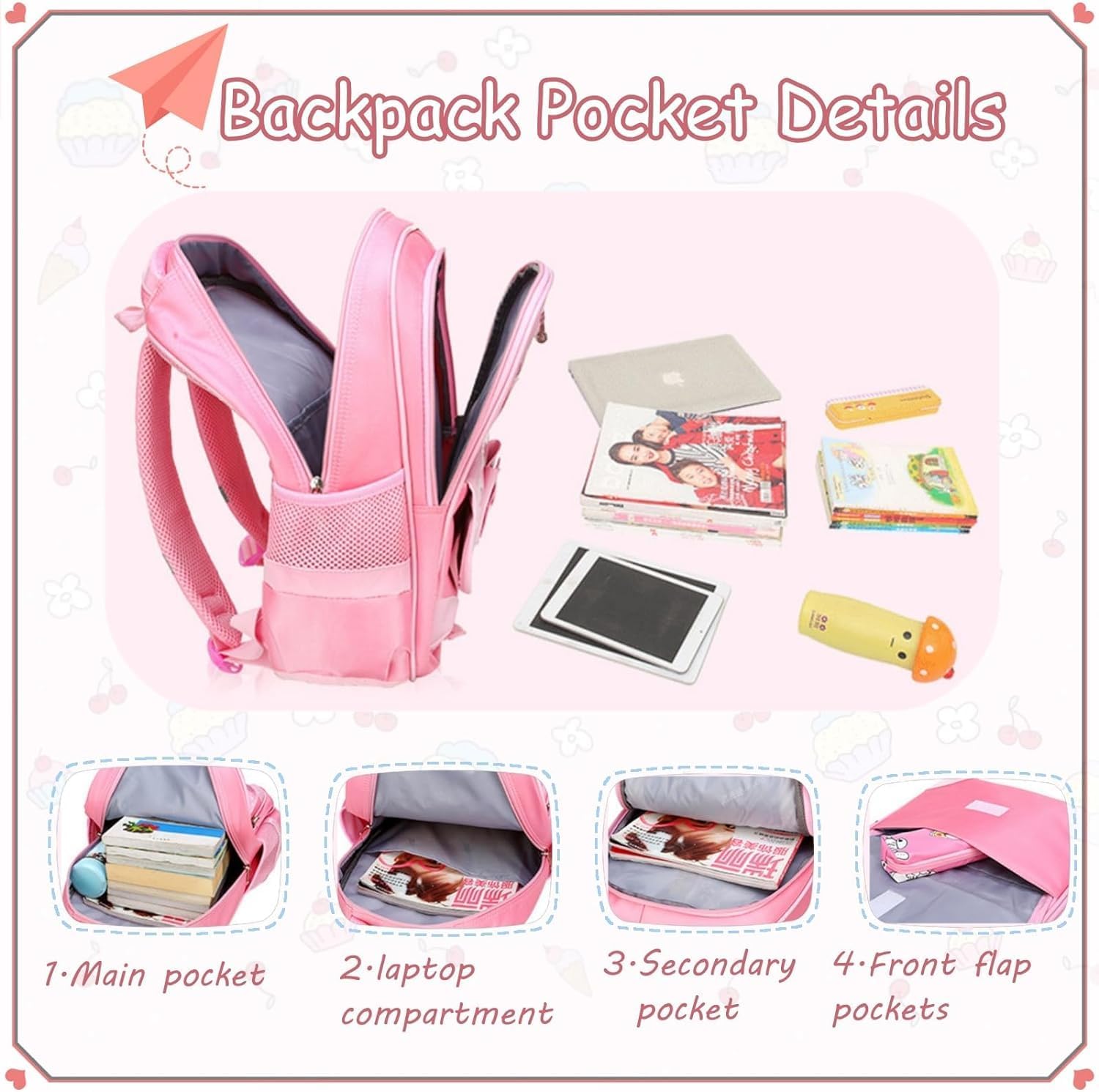 Generic Black and Pink Backpack with Shoulder Bag Sets or Only backpack (Black Set,S), Small