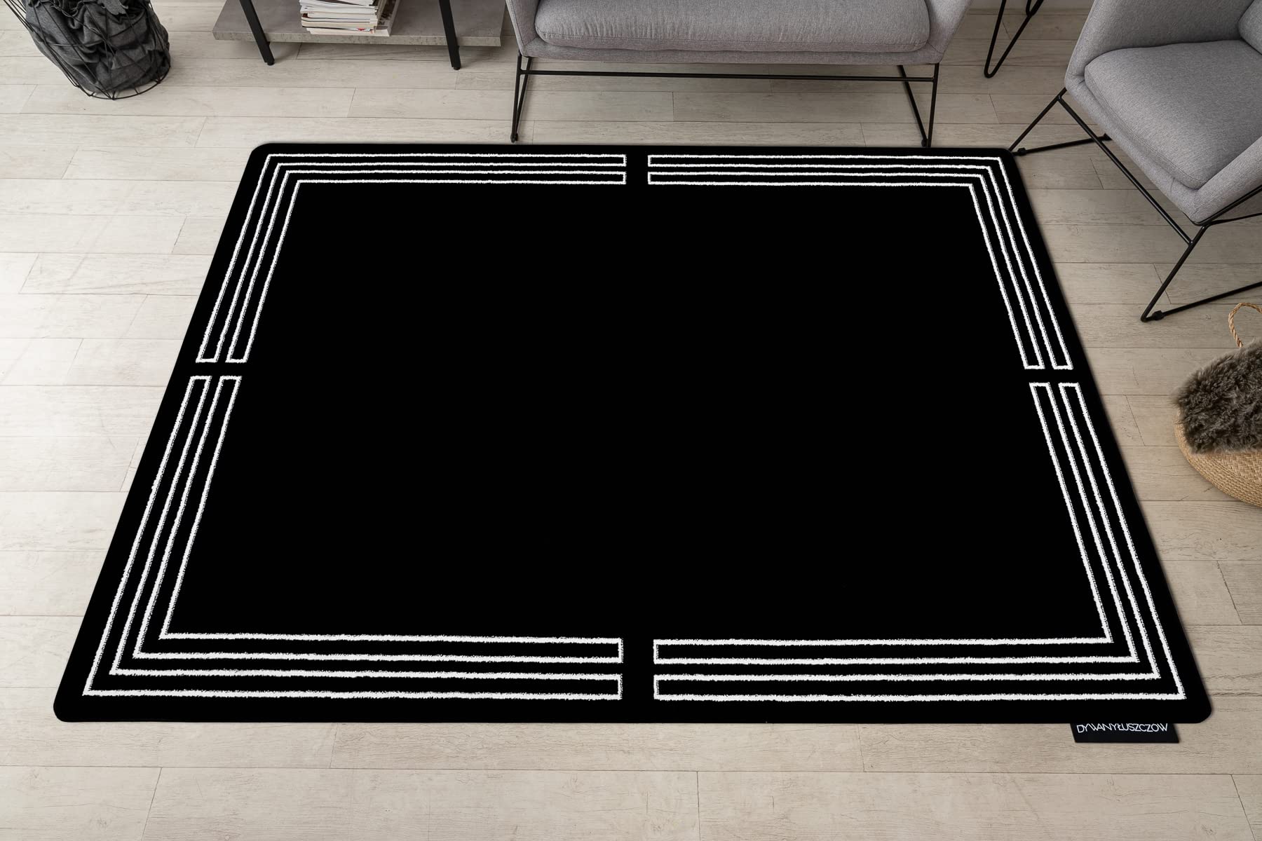 Tapis Hampton pour salon avec cadre noir chic 200x290