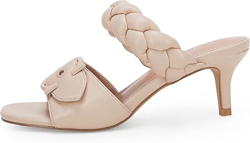 Coutgo Sandalias de tacón trenzado para mujer, tacones de gatito, tacones  cuadrados de punta abierta, zapatos de mulas sin cordones, Color piel  (nude), 7.5 US : Amazon.com.mx: Ropa, Zapatos y Accesorios