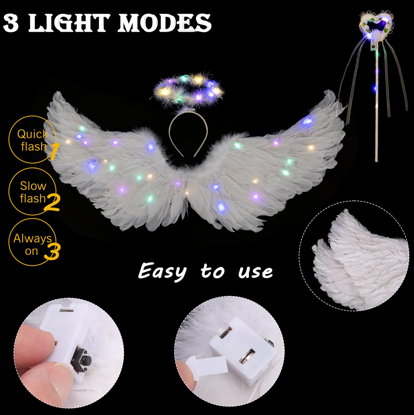 Fascia Angelo LED Con Luci - Halo Illuminato Per Costumi E Feste - Foto 8