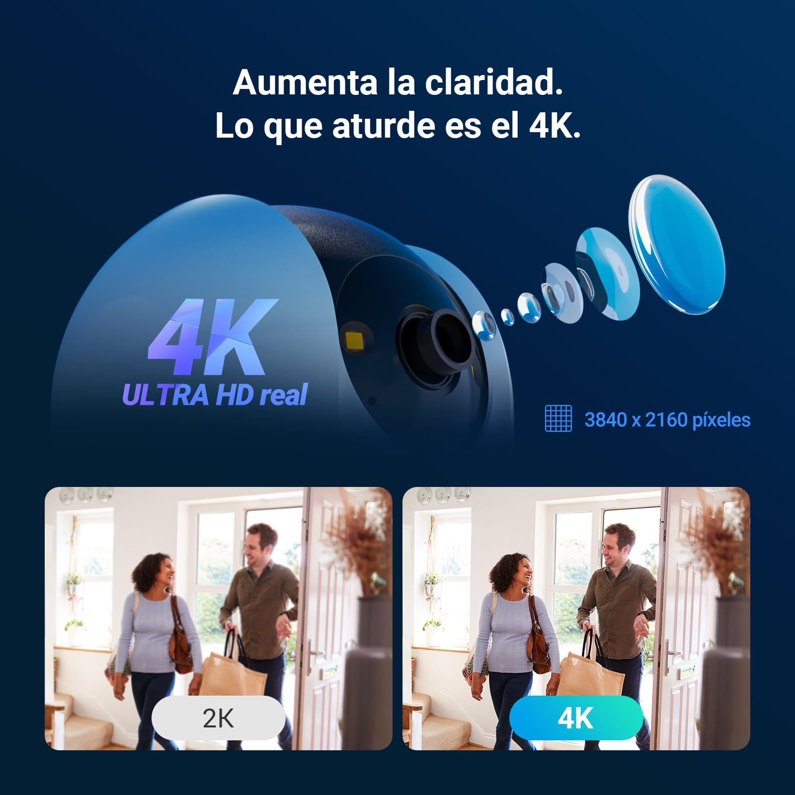 EZVIZ 4K Cámara Vigilancia WiFi Interior 360°, Cámara IP Deteccion de Personas/Mascotas/Ruido, Seguimiento con Zoom Automático, Visión Nocturna en Color, Audio Bidireccional, Wi-Fi 2.4/5GHz, C6N G1
